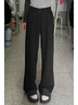 FitonTon黑色西裤女早秋2025垂感气质休闲裤设计感阔腿长裤直筒裤 实拍图