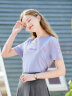 百图betu女装春夏新款T恤温柔风减龄短袖圆领重工艺T恤女2302T15 紫色 L 实拍图
