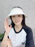 素锦初澜防晒帽子女夏季遮阳帽韩版防紫外线大檐遮脸太阳帽发箍UV空顶骑车 米色 UPF50+ 均码(55-60cm)含防风绳 实拍图