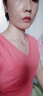 谷卓诗V领纯色修身短袖T恤女鸡心领气质女士紧身半袖体恤衫打底夏装新款 粉色 M（85-100斤） 实拍图