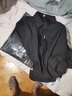 逐梦颜衬衫男士夏季新款外套修身冰丝条纹百搭衬衣长五分袖潮牌痞帅纯色 黑色T60 XL 实拍图
