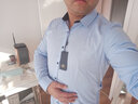 墨诺佰长袖衬衫男四季青年商务正装上班修身型免烫方领小黑领易打理衬衣 小黑领-蓝色 42 码（160-175斤） 实拍图
