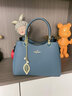 袋鼠品牌真皮包包2025新款女包气质斜挎包送妈妈手提包高档女式单肩包 水蓝色（配礼盒+手包卡包） 实拍图