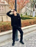 AFILMBY春季卫衣男潮流衣服冬装情侣冬季金丝绒加绒加厚卫衣套装男三件套 黑色 XL 实拍图