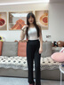 朵伶诗儿【两条装】小个子运动冰丝阔腿裤女高腰垂感夏季薄款大学生宽松直筒码休闲裤 黑色+黑色303(两件装)96 L 106-120斤 实拍图