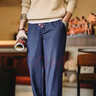 马登工装  仿天丝丹宁牛仔裤宽松垂感美式休闲长裤微弹直筒裤子男秋季 靛蓝色 S 实拍图