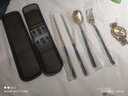 WINTERPALACE便携餐具三件套装不锈钢筷子汤勺叉子成人学生快子收纳盒个人专用 黑金（筷勺叉盒） 实拍图