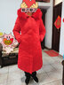雪中飞羽绒服女中长款毛领可拆卸冬季收腰过膝厚款 大红色2XL 实拍图