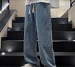 顶峰保罗（Dingfengbaoluo）牛仔裤男春秋季复古直筒宽松阔腿美式休闲长裤子DFS808黑灰S 实拍图