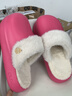 朴西防水棉拖鞋女冬季室内家居厚底防滑保暖可拆洗棉绒棉拖鞋情侣款 树莓红 36-37 实拍图