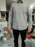 红蜻蜓（RED DRAGONFLY）衬衫男时尚百搭棉质免烫长袖打底衬衣男装上衣 灰色（加绒） 3XL 实拍图