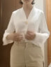 晚白2024春款通勤职业V领白衬衫女新款法式简约纯色轻熟套头衬衣上衣 白色 S 实拍图