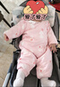 戴维贝拉（DAVE＆BELLA）婴儿夹棉连体衣新生儿外出服加厚女宝宝衣服中国风冬装新年爬服 粉色【现货】 73cm （建议身高66-73cm） 实拍图