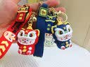 昀翕国潮醒狮招财猫钥匙扣挂件礼物卡通汽车锁匙扣吉祥物学生礼品礼物 2个装-醒狮招财猫【蓝色+粉色】 实拍图