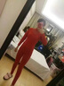 法国KJ保暖内衣女37度恒温无痕中领蕾丝塑身美体打底衫保暖衣加绒加厚秋衣秋裤套装本命年红色可外穿 黑色套装（扇形） （适合80-150斤） 实拍图