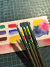 佳茉水彩画笔套装尼龙毛专业水彩笔美术学生专用绘画圆头平头水彩颜料套装软头画笔青葱4支装 实拍图