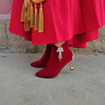 奈驷婚鞋女新娘高跟鞋细跟加绒红色高跟短靴结婚新娘鞋冬季秀禾婚靴子 红色9厘米珍珠冠莲花款 40 实拍图