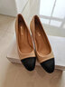 百丽（Belle）羊皮高跟鞋女粗跟商场同款气质通勤百搭高跟单鞋B2E1DAQ4 杏色 36 (230mm) 实拍图