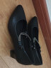 老人头（LAORENTOU）春秋季单鞋女浅口中跟女皮鞋粗跟通勤工作妈妈鞋 LB12272 黑 39  实拍图