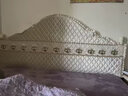 爱之然床头罩保护套定做新款欧式弧形床头罩全包床头半圆加厚防尘保护罩 天鹅绒米白 爱莎边（顶部露出） 【定制】床头长120 高70cm 实拍图