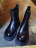 AI真皮烟筒靴女2025秋冬季新款女鞋短靴厚底马丁靴棉皮鞋加绒女靴子 黑色【加绒款】ZZM22397 37 实拍图