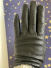 曼琪魅雅真皮手套男薄款女开车骑行短款触屏韩版简约时尚打孔透气羊皮手套 女款黑色【薄款】 S适合手掌偏小女士 实拍图
