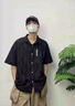 花花公子（PLAYBOY）衬衫男士短袖夏季宽松大码冰丝黑色外套青年潮流休闲衬衣 21017/C351黑色【短袖】 2XL 实拍图