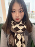 目丸针织格子围巾女秋冬季韩版百搭学生可爱少女保暖加厚毛线围脖男潮 棕色系 实拍图