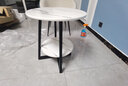 立太（LEADTEK） 立太边几小桌子小茶几卧室迷你角几小圆桌欧式小茶几客厅边桌 白大理石纹+黑架50CM 实拍图