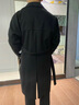 BOYXCO中长款风衣男冬季潮牌呢大衣英伦风过膝腰带外套加棉加厚保暖袄子 黑色加绒 M 实拍图