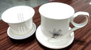 金岚玉唐山骨瓷指环金把手茶漏杯烫金杯茶杯带盖带茶隔包金工艺马克杯 玉兰花开-茶漏杯1个 实拍图