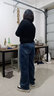 真维斯（Jeanswest）高腰阔腿牛仔裤女春夏季新款直筒宽松垂感软牛仔拖地裤子 复古蓝【长裤】星空纹 2XL 【32】码 实拍图