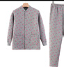 北极绒中老年三层夹棉套装女士纯棉保暖内衣加厚加棉居家服秋冬棉袄棉裤 灰色（印花夹棉套装） 3XL （建议140-160斤） 实拍图