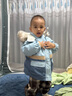 戴维贝拉（DAVE＆BELLA）童装冬季工装男童羽绒服女童羽绒衣儿童冬装宝宝轻薄保暖新年衣服 灰蓝色DBM16057-B 110 cm（建议身高100-110cm） 实拍图
