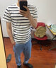 宾色条纹t恤男短袖棉修身圆领海魂衫半袖男体恤夏季潮流休闲打底 白色 S【90-105斤】 实拍图