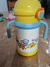 皇宠星球婴儿保温杯外出小月龄宝宝学饮吸管水杯儿童一岁保温奶瓶 克洛黄+软扣背带+补充吸嘴 350ml 实拍图
