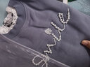 betu百图女装蕾丝拼接假两件钉珠字母上衣韩版抓绒卫衣女2110T35 兰色 M 实拍图