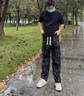 主意范（ZHUYIFAN）大码裤子男春夏薄款宽松休闲裤束脚阔腿印花运动裤子卫.裤抽绳潮 511-1-CK49黑色加绒 5XL 200-235斤 实拍图