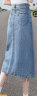 丝柏舍高腰半身裙2024春夏新款女时尚通勤中长款水洗开叉牛仔裙 浅蓝色 XL 晒单实拍图