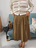 百图betu女装秋季新款半身裙高腰中长赫本A型褶摆半身裙女2308T62 卡其色 M 实拍图