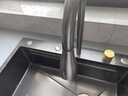 沐瀚森加厚4MM厨房水槽大单槽纳米蜂窝瀑布家用304不锈钢洗菜盆一体盆 80*45飞雨刀架-4.0压纹黑【顶配】 实拍图