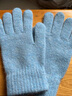 目丸纯色针织冬天女触屏防风加绒保暖防寒毛线手套女分指冬季蓝色手套 蓝色【露指触屏手套】 实拍图