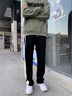 POUM休闲裤男春夏季宽松侧边条纹直筒阔腿裤子港风高街痞帅卫运动长裤 SPH-K13黑色【常规】 XL 实拍图