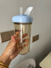 HEGEN海格恩学饮杯夏季喝水杯9个月以上宝宝外出多功能吸管奶瓶杯 吸管杯（蓝色）+ 喝水杯（灰色） 晒单实拍图
