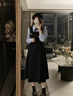 沐霓 学院风长袖连衣裙子女 秋冬季黑色穿搭套装假两件小个子韩系气质 学院风长袖连衣裙【黑95-125斤】 实拍图