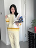 蕉内王一博同款5系睡衣男女士情侣家居服半边绒冬保暖红色本命年套装 【女圆领】柠糖黄拼色 XL 实拍图