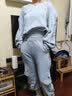 日着原创设计2024年春季新款宽松显瘦高腰束脚运动休闲哈伦卫裤女 liu liu蓝 M 实拍图