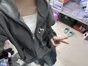 真维斯（Jeanswest）卫衣女春秋季新款外套女开衫连帽情侣男女装上衣服小个子休闲宽松 藏青 爱心线白_K S 实拍图