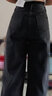 佐马仕高腰阔腿牛仔裤女直筒宽松春秋季显瘦小个子拖地长裤子女装 可调节双扣【长裤】黑灰色单裤 L （111-125斤） 实拍图