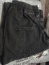 鲁宾克牛仔裤男秋季宽松束脚哈伦束脚裤男士休闲裤子男潮流工装男裤长裤 黑灰色 XL 实拍图